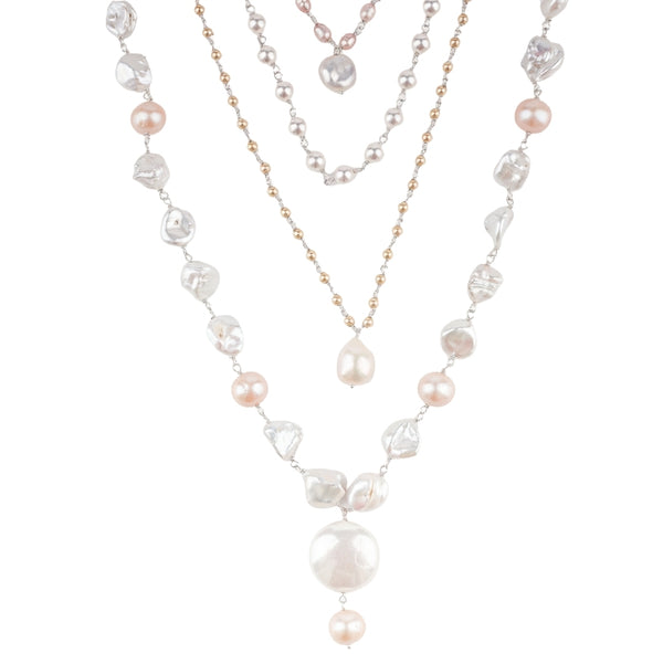 Luxe Necklace - Fresh Water, baroque and Rice Pearls