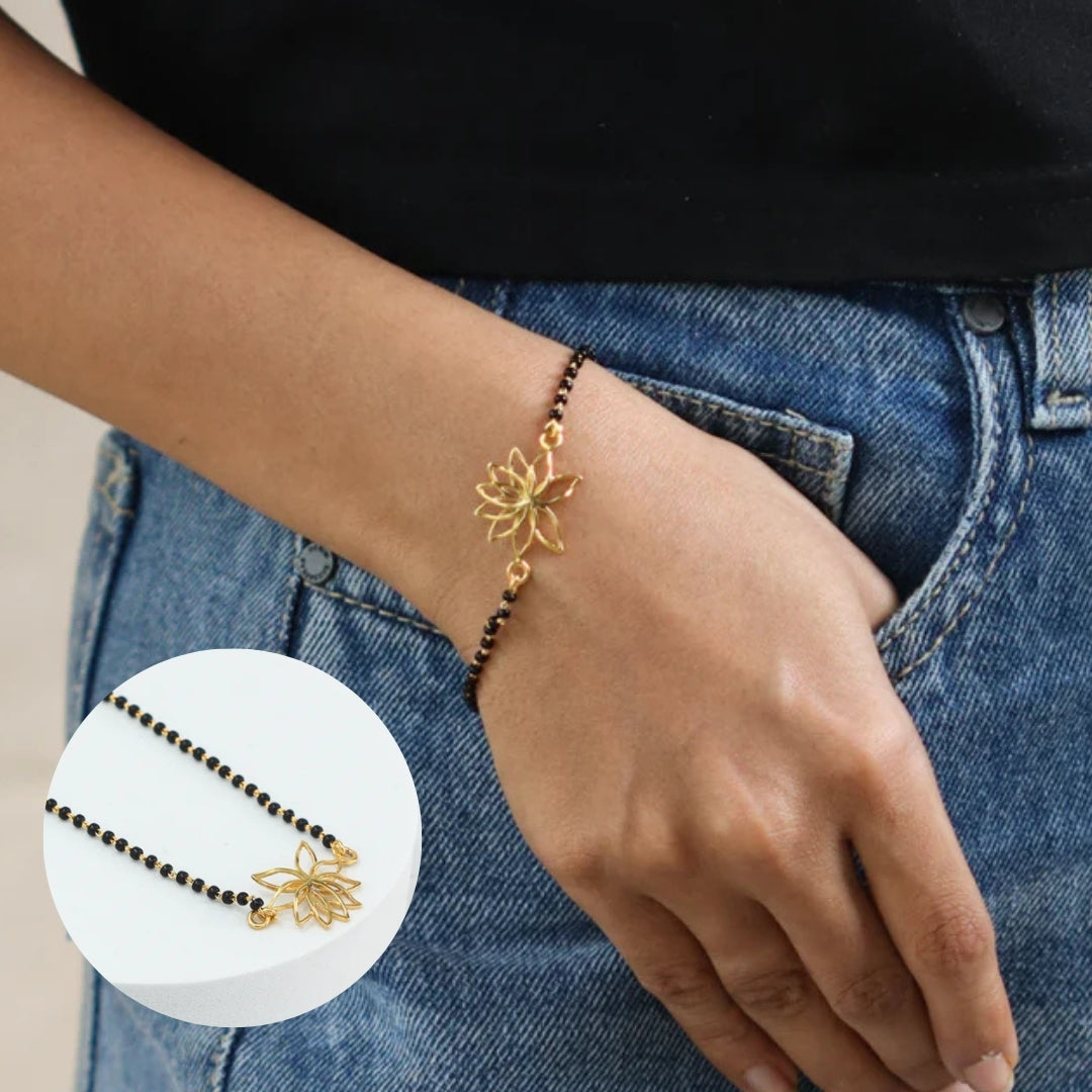 Lotus Mangalsutra Bracelet (Gold Plated)