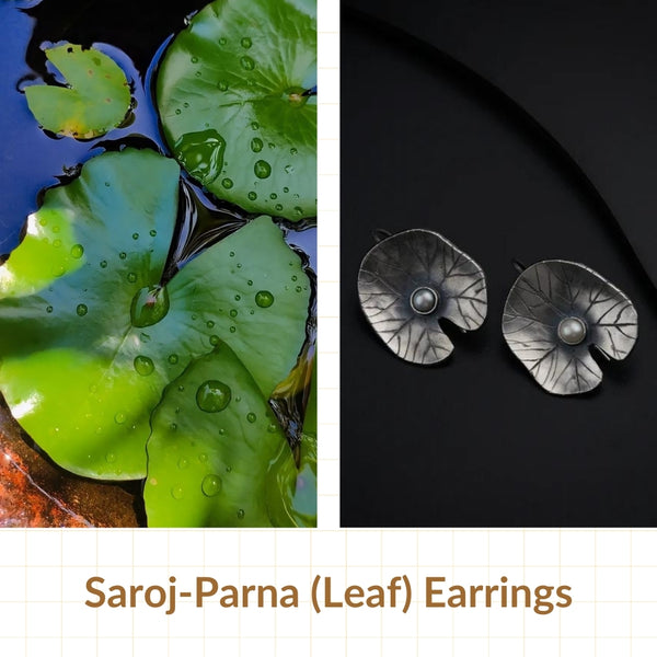 Silver leaf earrings inspired by lotus leaves, elegant jewelry accessory
