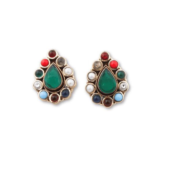 Brass fashion earrings, front view featuring a stylish design and premium brass finish