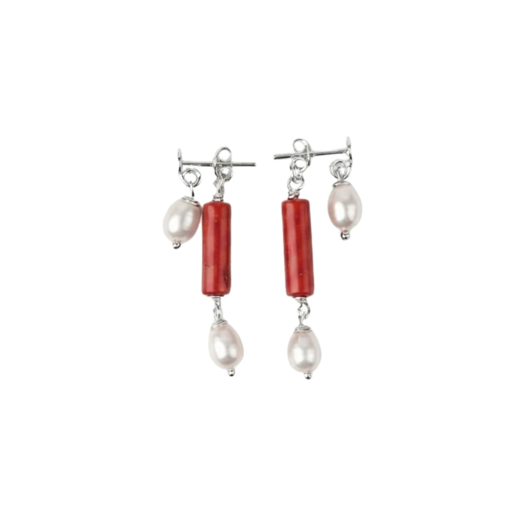 Coral and Freshwater Pearl Earrings (Project Handmade)