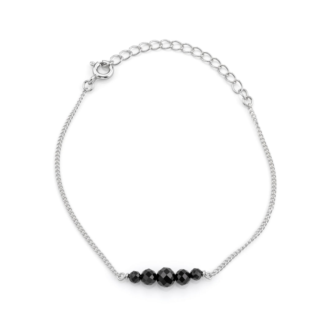 Black Spinel Silver Chain Mangalsutra Bracelet (Project Handmade)