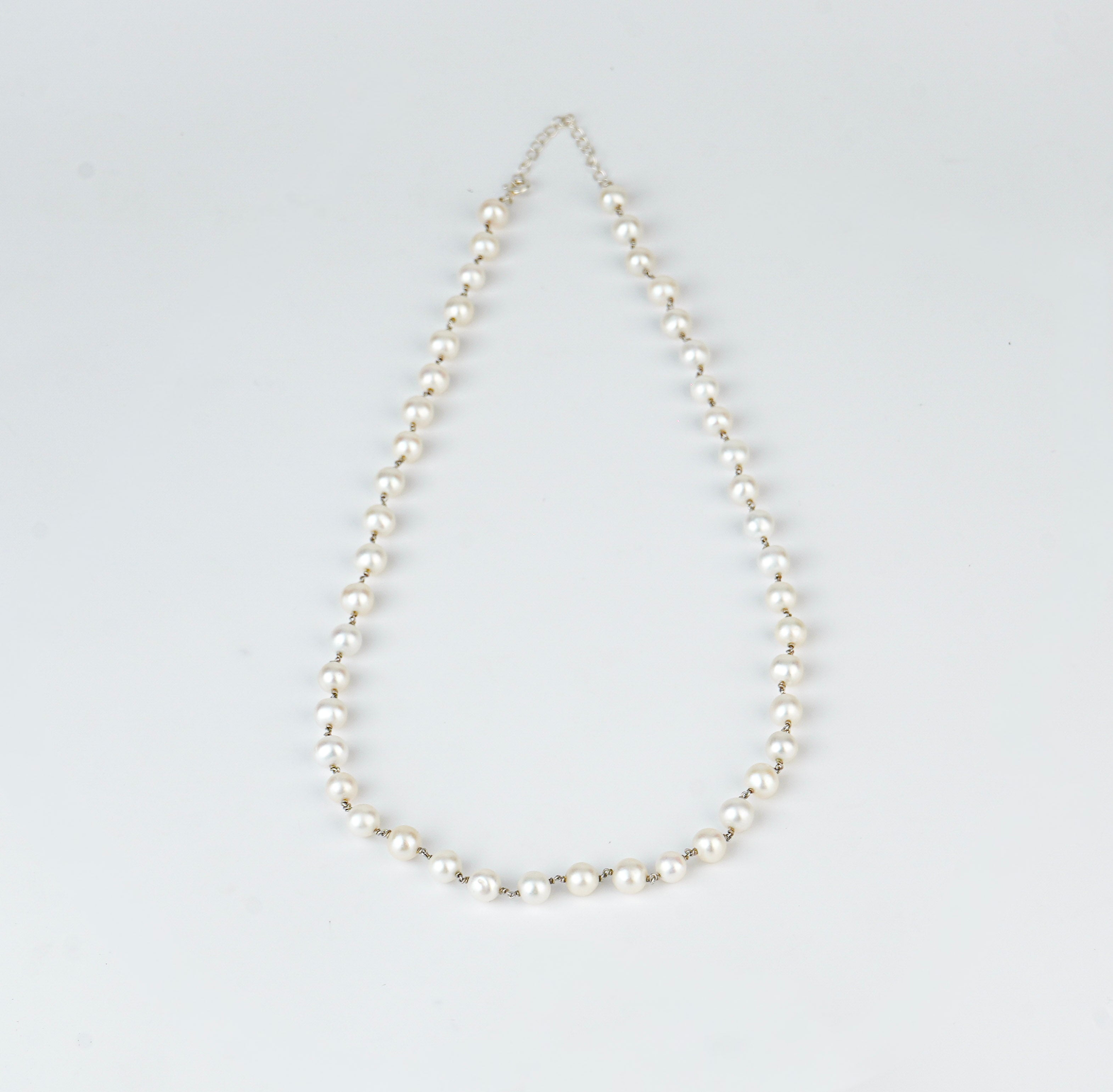 Silver Necklace with Pearls