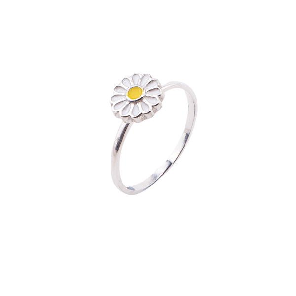 Daisy Flower Enamel Ring with Sterling Silver