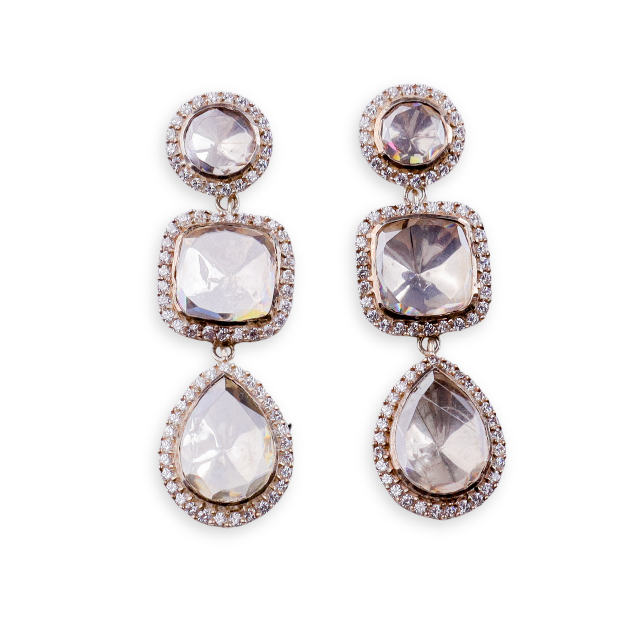 Statement Polki Silver Earring (Moissanite)