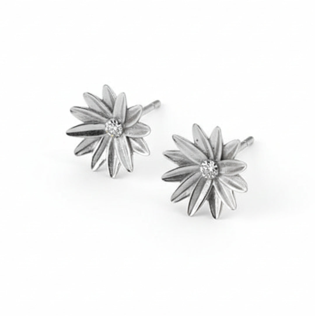 Silver Gerbera Flower Earring