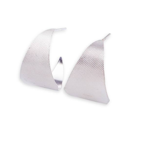 Alisha Hoops - Fold Earrings ( Shiny Silver Finish )