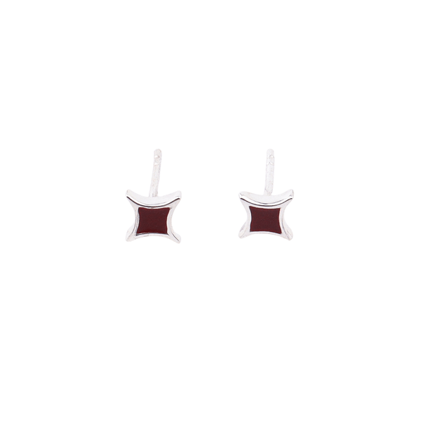 Star enamel stud earrings in sterling silver with red enamel, jewelry for women
