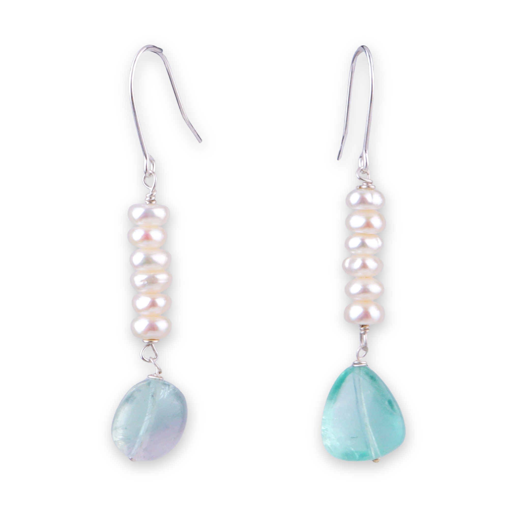 Aquamarine & Freshwater Pearl Silver Earrings (Project Handmade)