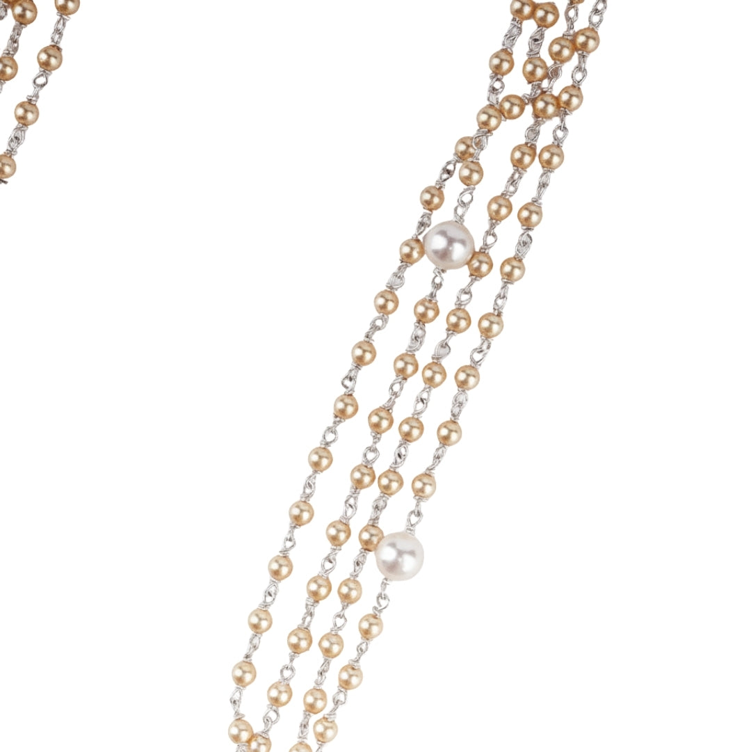 Luxe Necklace - Golden & White Pearls