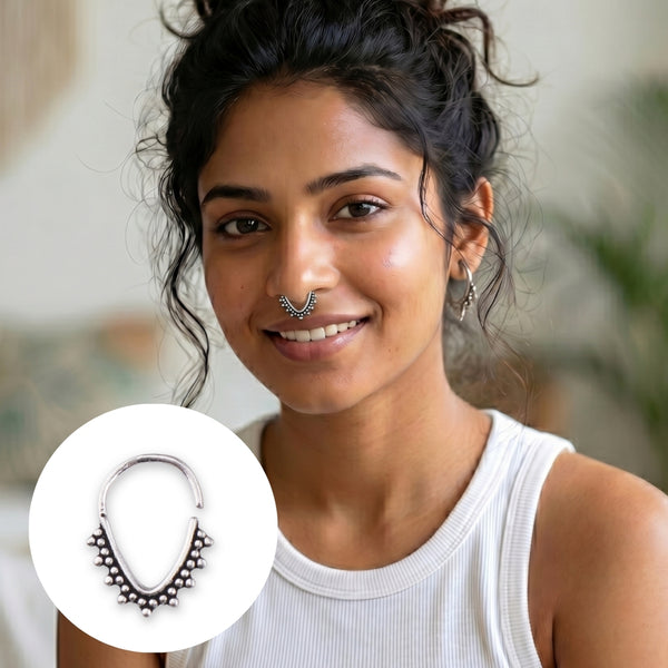 Oxidised Pyramid Septum Cum Nose Ring (Pierced)