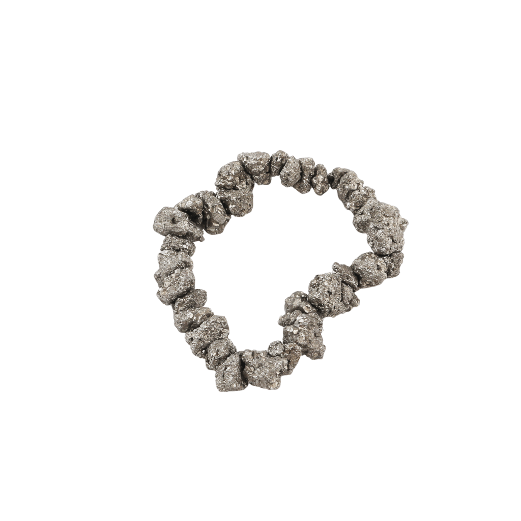 Silver pyrite stone bracelet