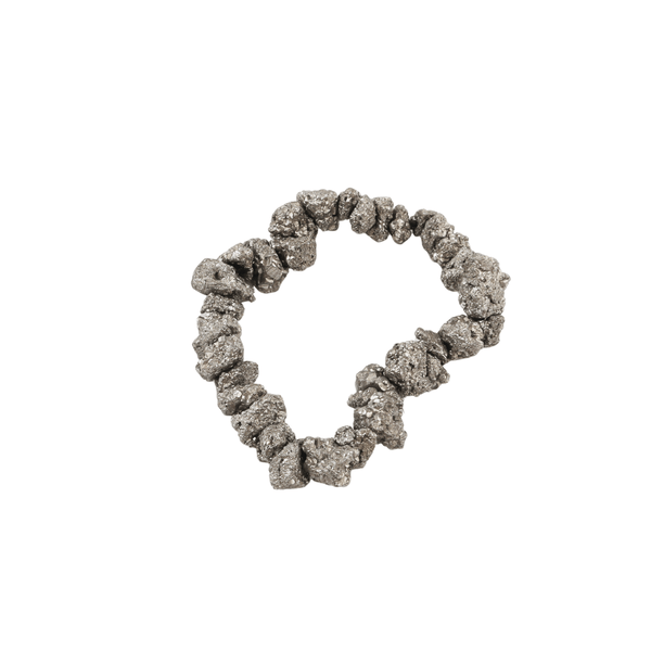 Silver pyrite stone bracelet