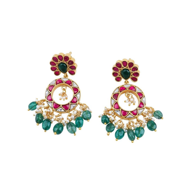 22K gold-plated fashion earring front view featuring an elegant design and premium 22K gold-plated finish