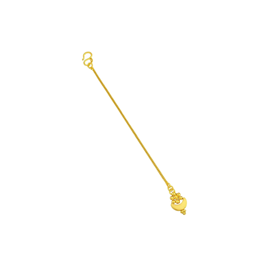 Silver Kudi & Chandrakor Motif Maang Tika (Gold Plated)