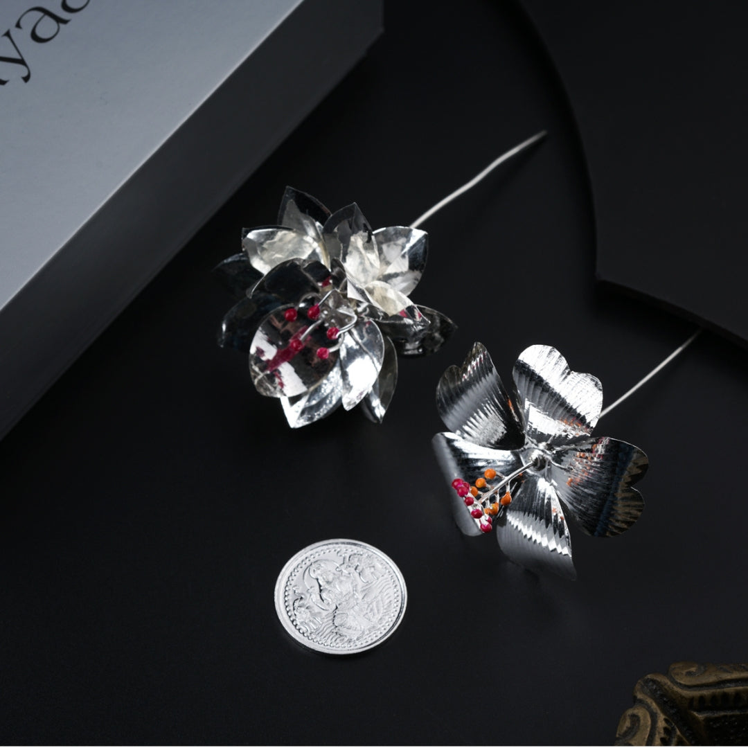 Silver Gift Set : Hibiscus , Lotus & Coin