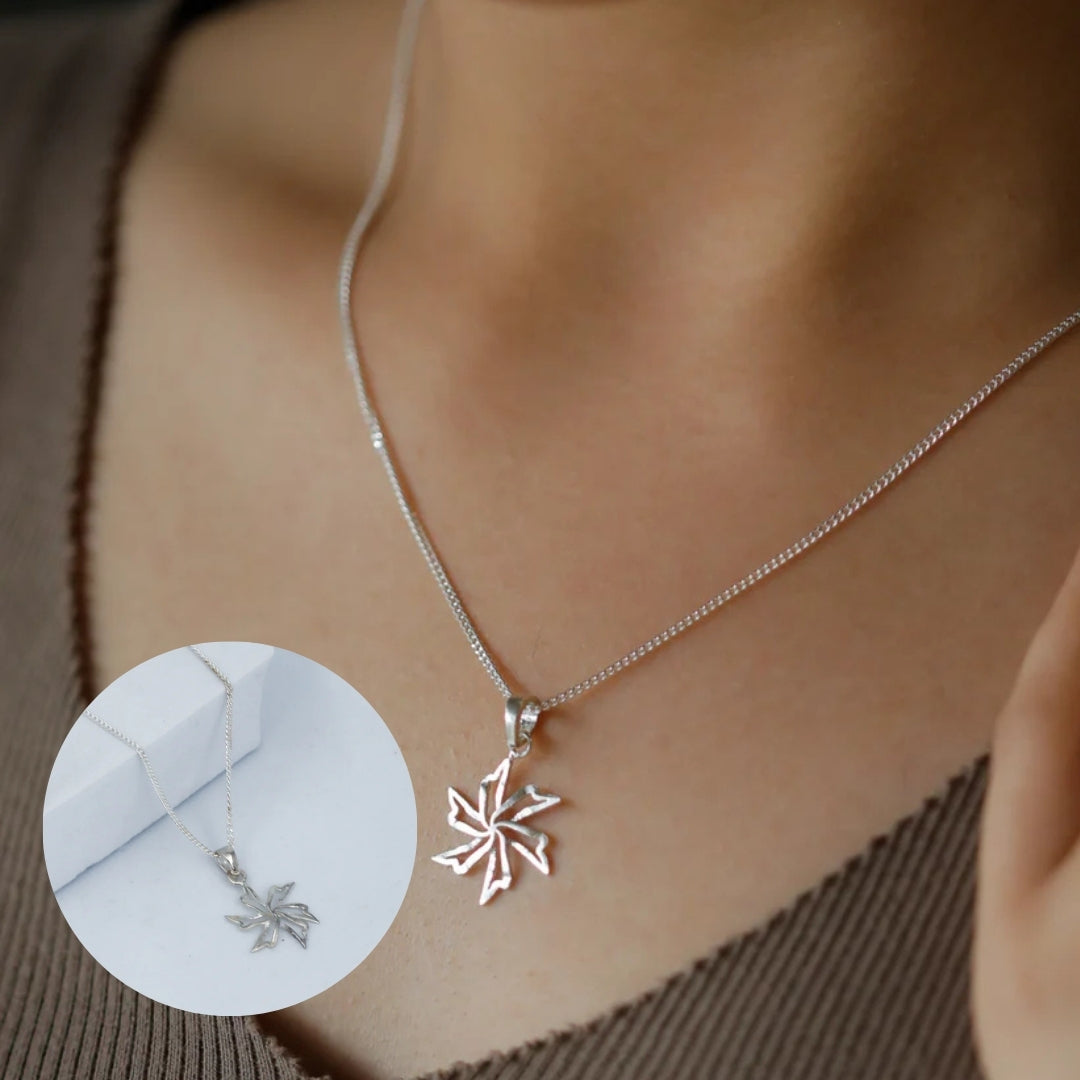 Handcrafted prajakta silver necklace polished finish