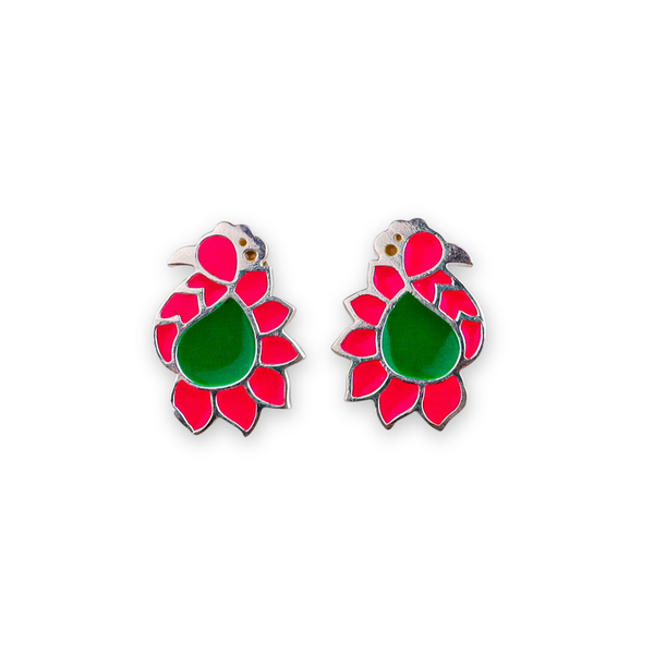 Enamel Peacock Earrings | 92.5 Silver
