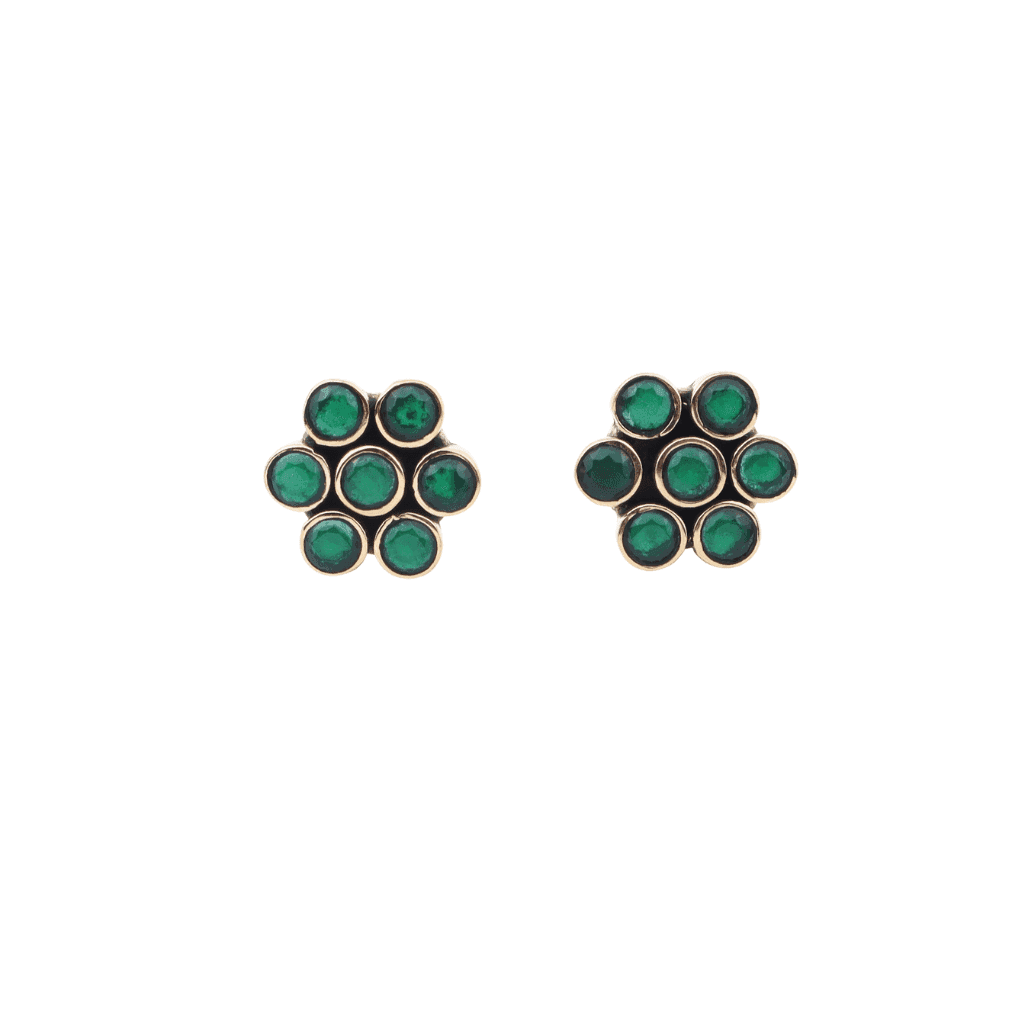 Brass fashion earrings, front view featuring a stylish design and premium brass finish