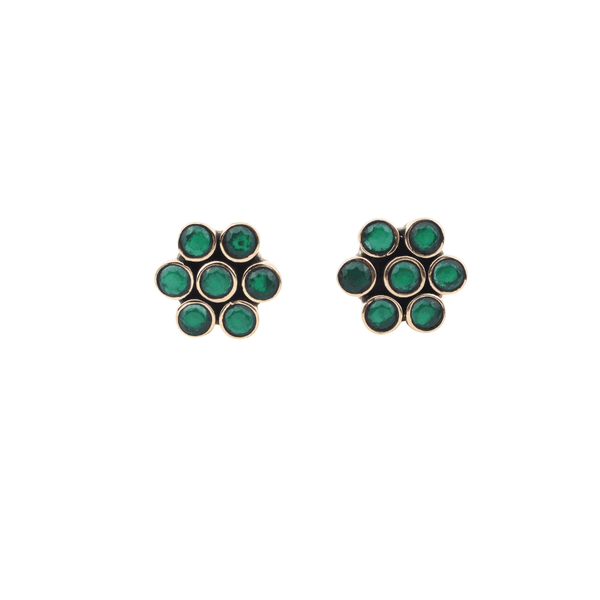 Brass fashion earrings, front view featuring a stylish design and premium brass finish