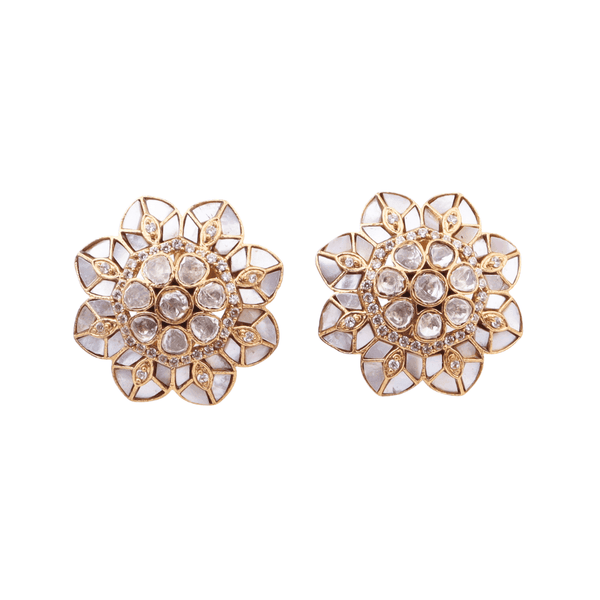 Brass fashion earrings, front view featuring a stylish design and premium brass finish