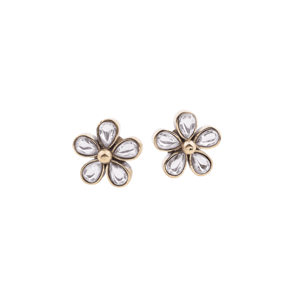 Brass fashion earrings, front view featuring a stylish design and premium brass finish