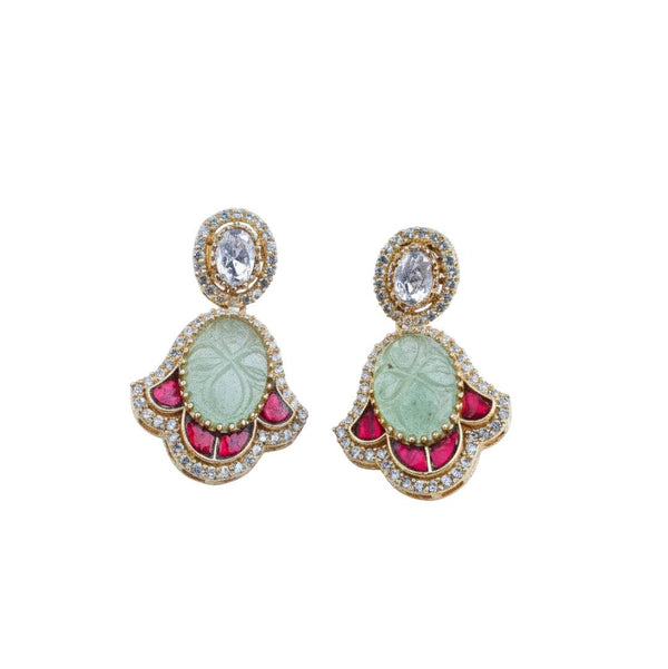 22K gold-plated fashion earring front view featuring an elegant design and premium 22K gold-plated finish