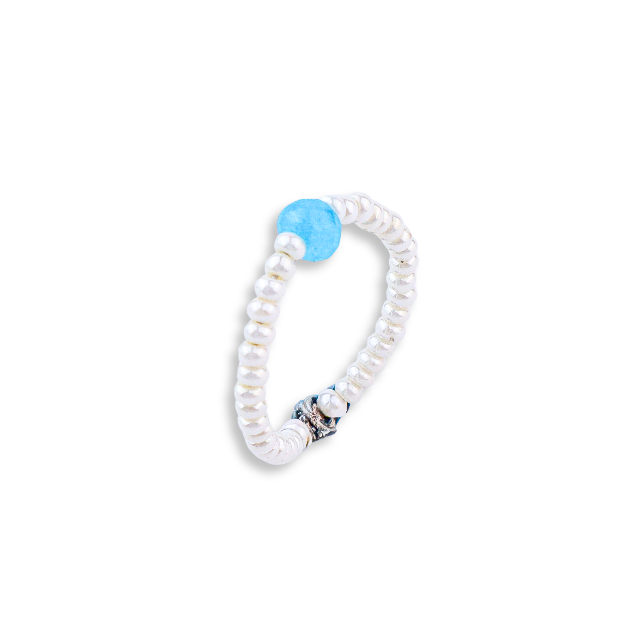 Turquoise and Pearl Beaded Ring
