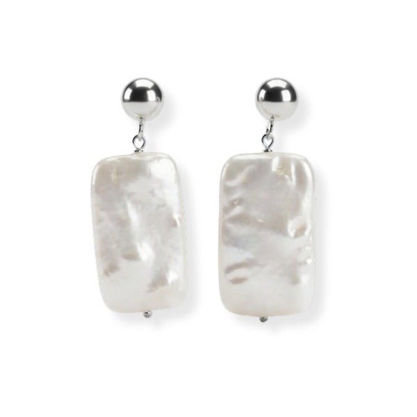 Rectangular Freshwater Pearl Earrings (Project Handmade)