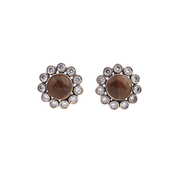 Brass fashion earrings, front view featuring a stylish design and premium brass finish