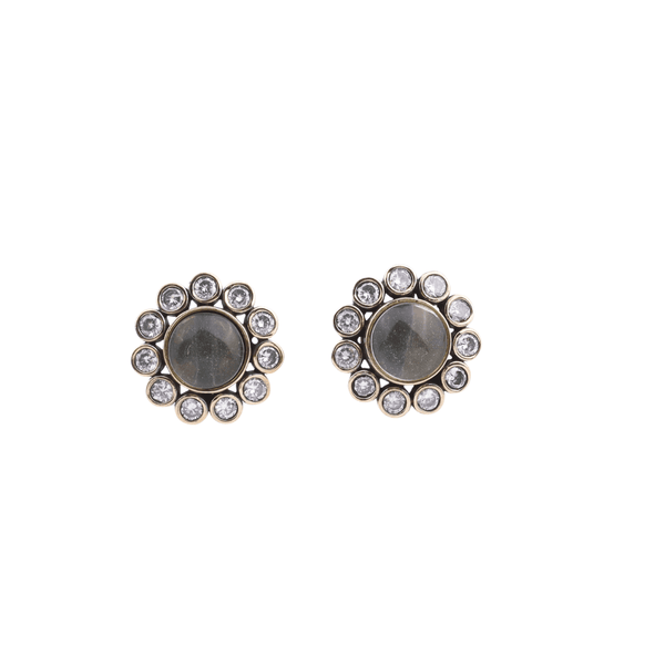 Brass fashion earrings, front view featuring a stylish design and premium brass finish
