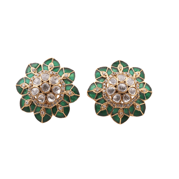 Brass fashion earrings, front view featuring a stylish design and premium brass finish