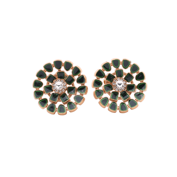 Brass fashion earrings, front view featuring a stylish design and premium brass finish
