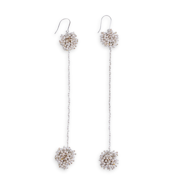 Pearl Double Bunch Dangler Earrings