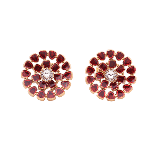 Brass fashion earrings, front view featuring a stylish design and premium brass finish