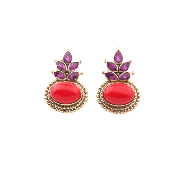 Brass fashion earrings, front view featuring a stylish design and premium brass finish