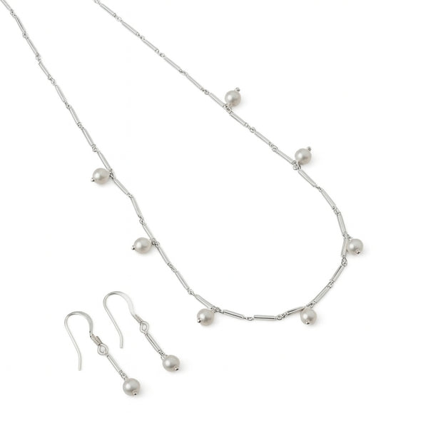 Everyday wear Silver Pipe with Pearls Set