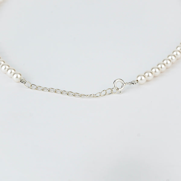Pearl necklace with silver pendant, jewelry for women, classic accessory
