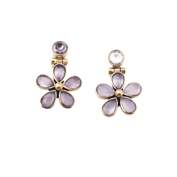 Brass fashion earrings, front view featuring a stylish design and premium brass finish