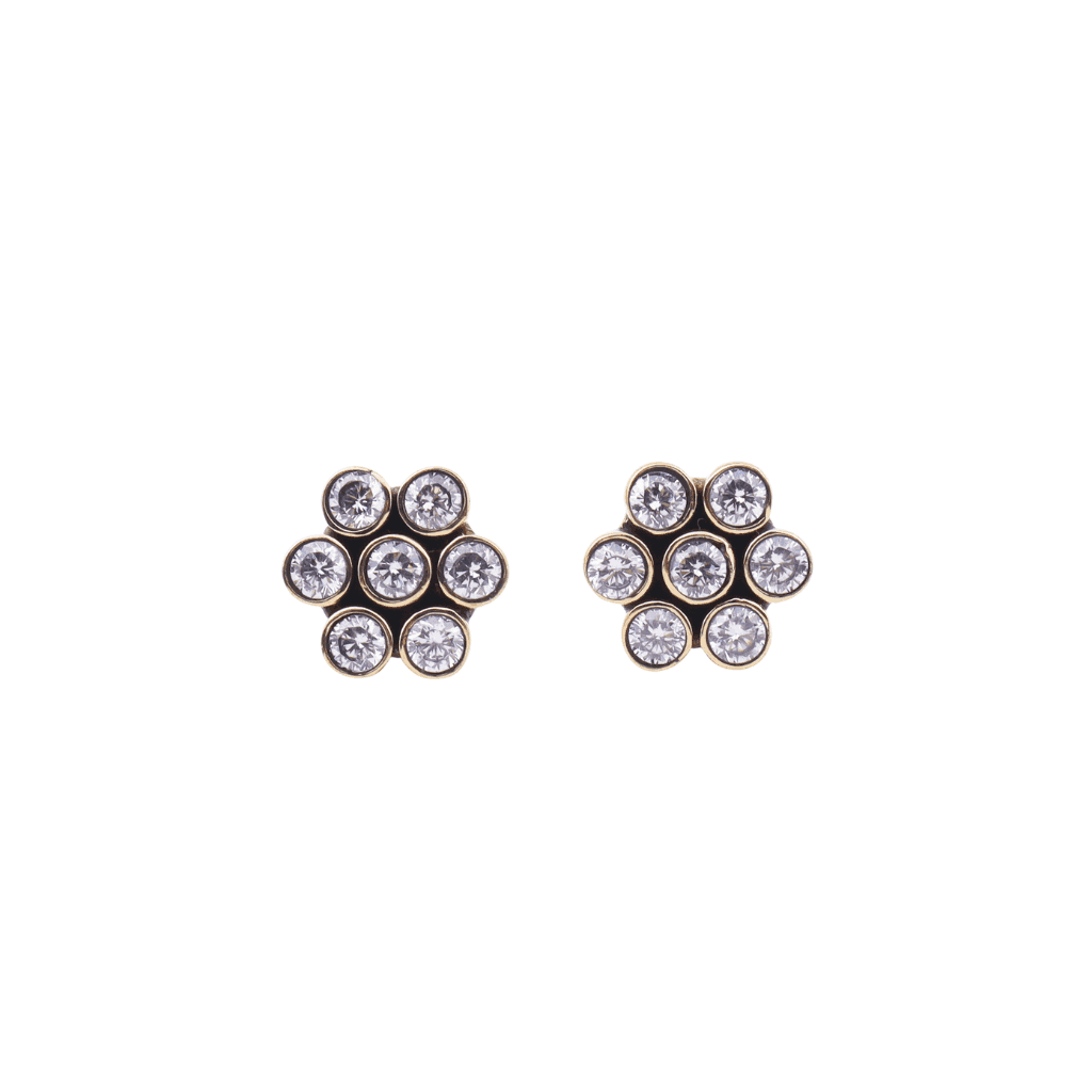 Brass fashion earrings, front view featuring a stylish design and premium brass finish