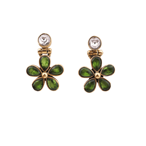 Brass fashion earrings, front view featuring a stylish design and premium brass finish