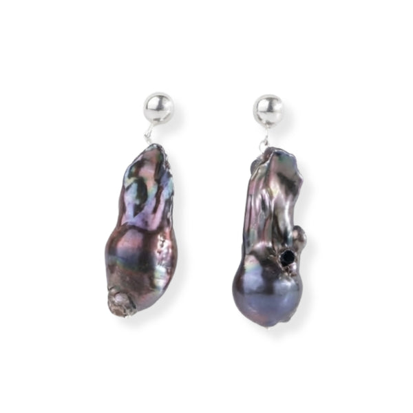 Black Baroque Pearl Earrings (Project Handmade)