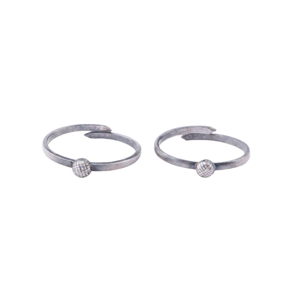 Tiny Silver Adjustable Textured Dome Toe Ring