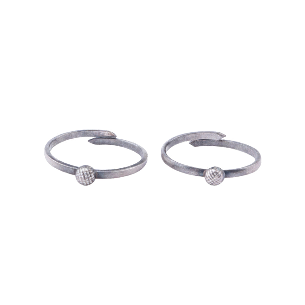 Tiny Silver Adjustable Textured Dome Toe Ring