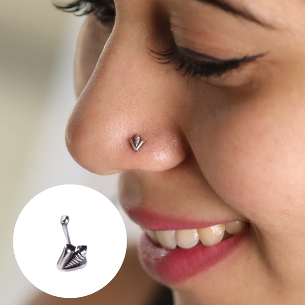Silver Textured Bud Nose Pin