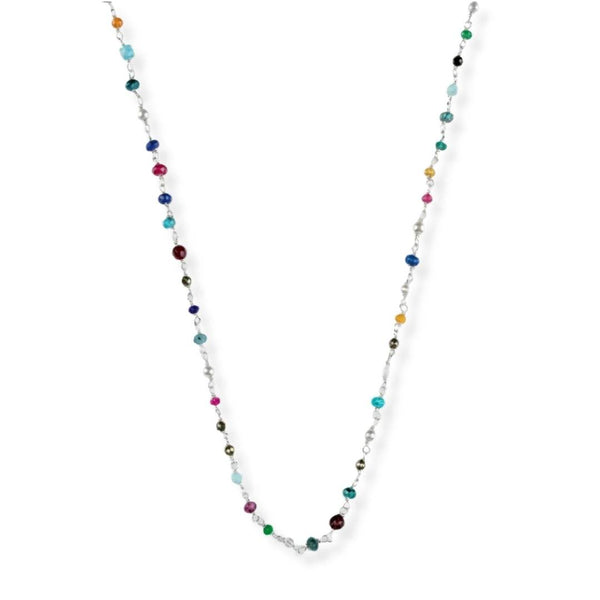 Multicolour Small Stone Ganthan Necklace in 92.5 sterling silver