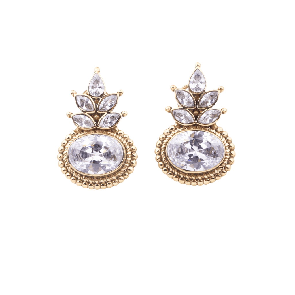 Brass fashion earrings, front view featuring a stylish design and premium brass finish