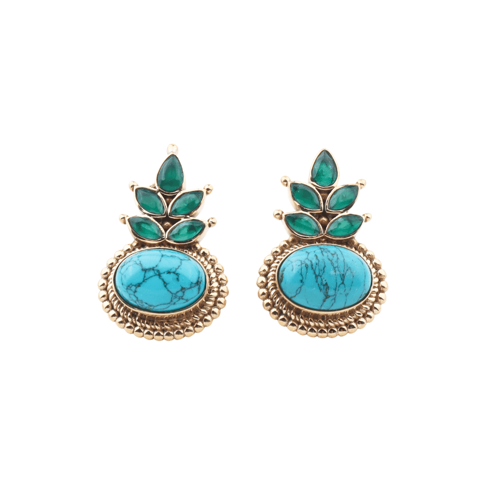 Brass fashion earrings, front view featuring a stylish design and premium brass finish