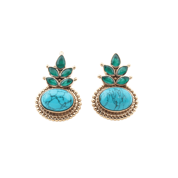 Brass fashion earrings, front view featuring a stylish design and premium brass finish