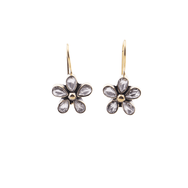 Brass fashion earrings, front view featuring a stylish design and premium brass finish